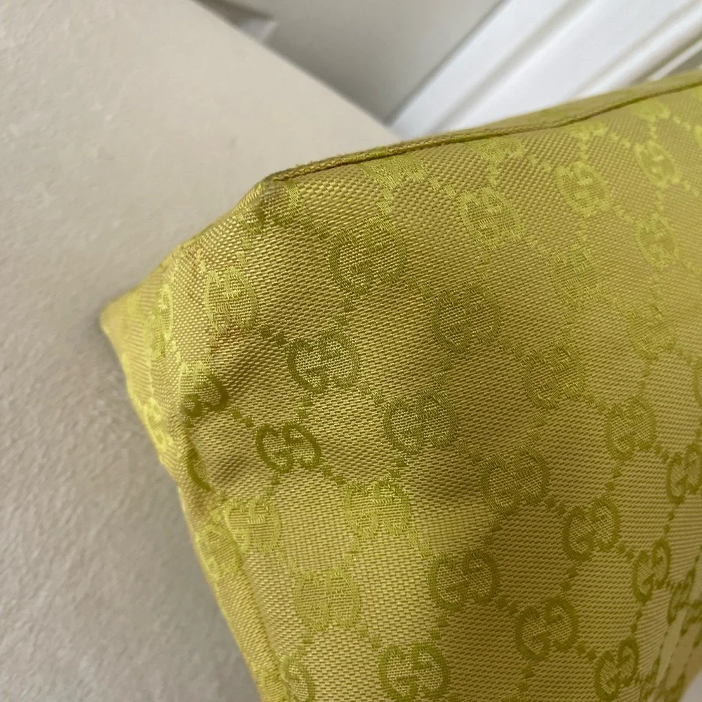 Gucci Lime Green Canvas Shoulder Bag EUC - Picture 13 of 16